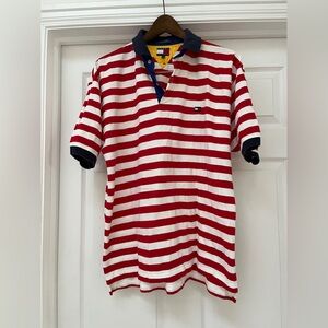 Tommy Hilfiger Red and White Striped Shirt